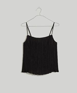 Madewell Black Plisse Crop Cami Top - XS